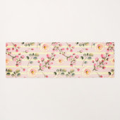 Zachte Roze Bloemstreep Patroon Yogamat (Achterkant (horizontaal))