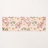 Zachte Roze Bloemstreep Patroon Yogamat (Voorkant (horizontaal))