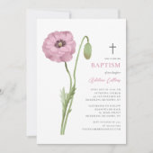 Zachte Roze Bloesem Bloesem Elegant Script Doop Kaart (Voorkant)