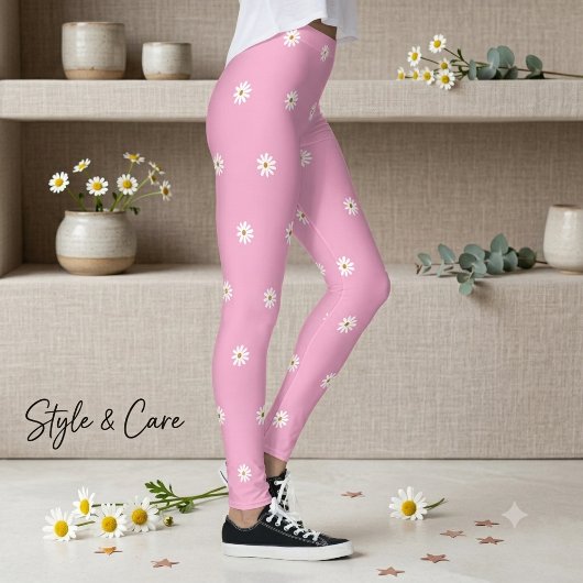 Zachte Roze Broek met Bloeiend Bloemmotief Leggings
