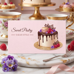 Zachte Roze Chocolade Drip Cake & Bakkerij Visitekaartje