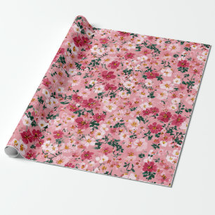Zachte Roze Ditsy Bloem Pastel Boho 70s Vintage Cadeaupapier
