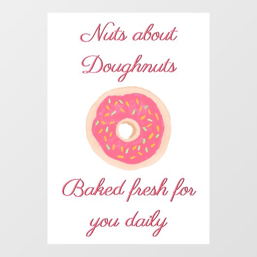 Zachte Roze Donut met Spikkels Donut Winkel Raamsticker (Vel)
