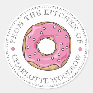 Zachte Roze Donut Met Strooisel Dessert Ronde Sticker