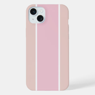 Zachte Roze en Beige Verticale Streeppatroon iPhone 15 Plus Case