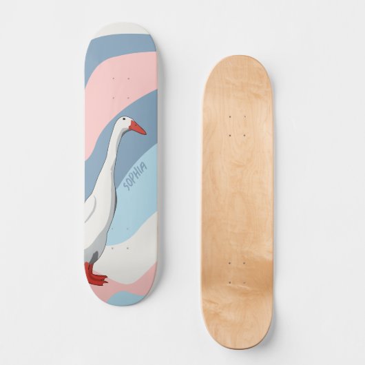 Zachte roze en blauwe luis witte loper Duck Kinder Skateboard (Voorkant)