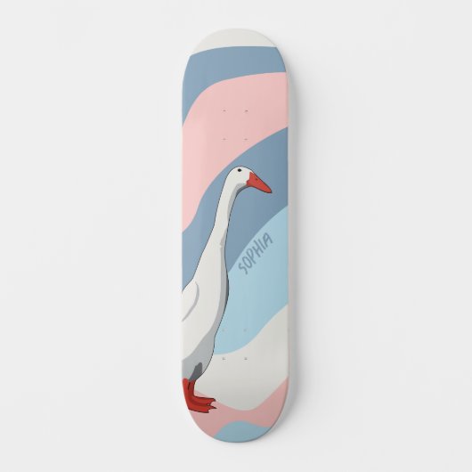 Zachte roze en blauwe luis witte loper Duck Kinder Skateboard (Voorkant)
