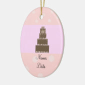 Zachte roze en Chocolade-bruiloft Keramisch Ornament (Links)