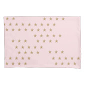 Zachte roze en gouden ster Patroon Pouf voor kweke Kussensloop (Voorkant-Links)