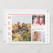 Zachte roze en groene minimalistische fotocollage feestdagenkaart (Voorkant)