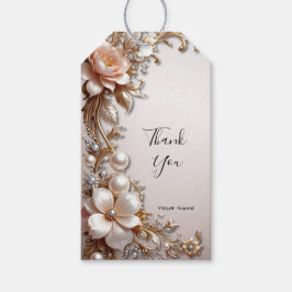 Zachte Roze en Witte Bloemen Cadeaubijsluiter Cadeaulabel