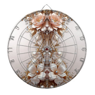 Zachte Roze en Witte Bloemen Dartbord