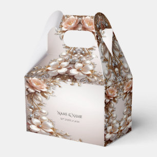 Zachte Roze en Witte Bloemen Favor Doos Bedankdoosjes