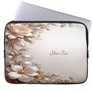 Zachte Roze en Witte Bloemen Laptop Hoes