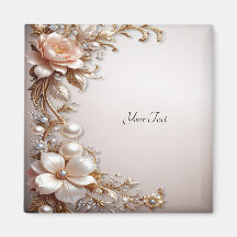 Zachte Roze en Witte Bloemen Magneet