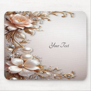 Zachte Roze en Witte Bloemen Muismat