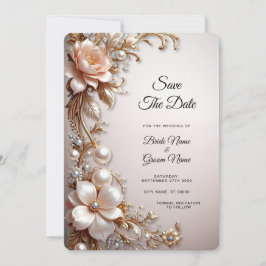 Zachte Roze en Witte Bloemen Save the Date