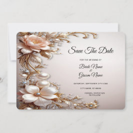 Zachte Roze en Witte Bloemen Save The Date