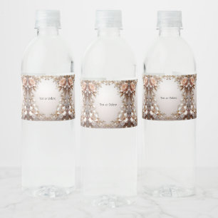 Zachte Roze en Witte Bloemen Waterfles Label Etiket