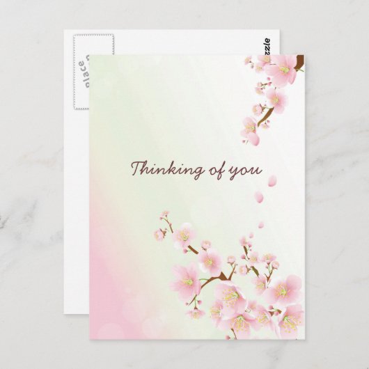 Zachte roze en witte kerrie bloesem briefkaart (Voorkant / Achterkant)