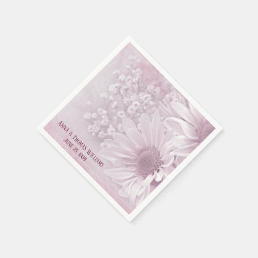 zachte roze en witte melkbloem servetten (Hoek)