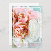Zachte roze en witte rozen, verjaardagskaart bedankkaart (Voorkant / Achterkant)