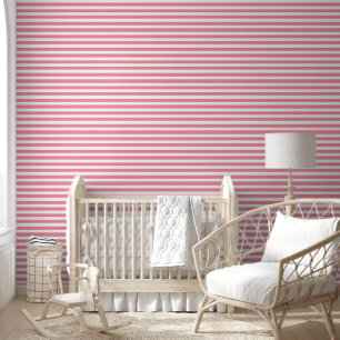 Zachte roze en witte strepen behang