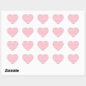 Zachte roze en witte strepen hart sticker (Vel)