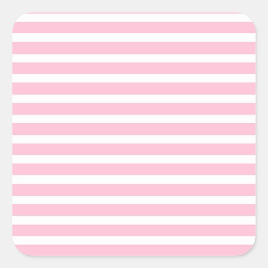 Zachte roze en witte strepen vierkante sticker (Voorkant)