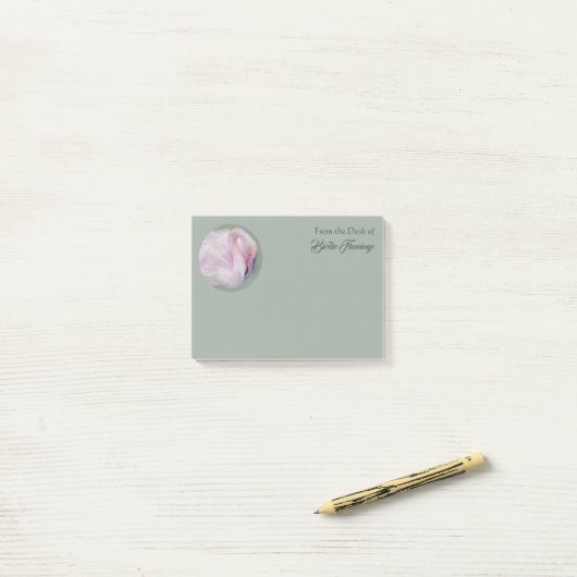 Zachte Roze Flamingo, speciaal aangepast Post-it® Notes (Op bureau)