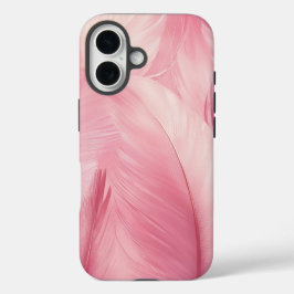 Zachte roze flamingo veer telefoonhoesje iPhone 16 hoesje