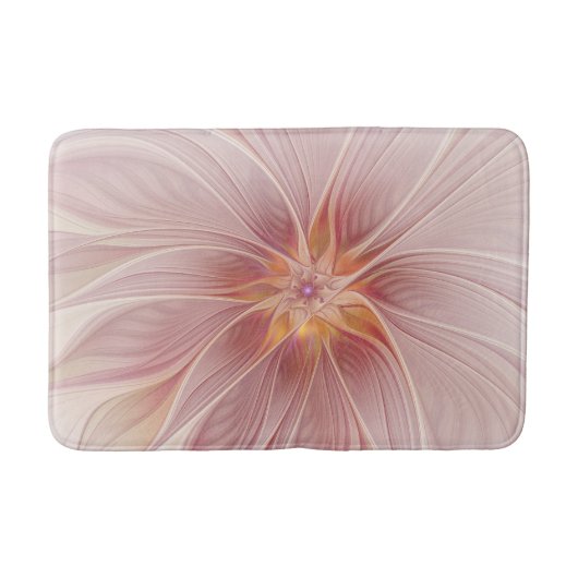 Zachte roze Floral Dream Abstracte fractale kunstb Badmat (Voorkant)