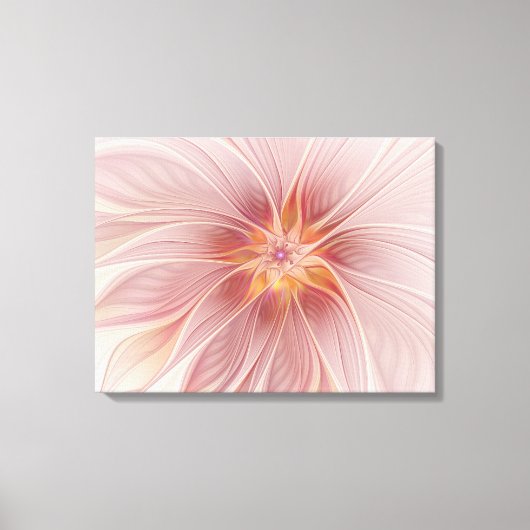 Zachte roze Floral Dream Abstracte fractale kunstb Canvas Afdruk (Voorkant)