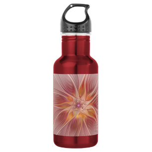 Zachte roze Floral Dream Abstracte fractale kunstb Waterfles