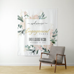 ZACHTE ROZE FLORALE ACOUAREL TROUWKAART WELKOM WANDKLEED
