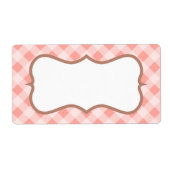 Zachte Roze Gingham-labels Etiket (Voorkant)