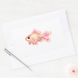 Zachte Roze Goudvis met Hartjes Kawaii Sticker
