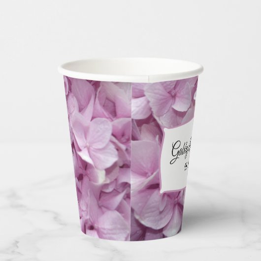Zachte Roze Hortensia Huwelijkspapieren Bekers (Rechts)