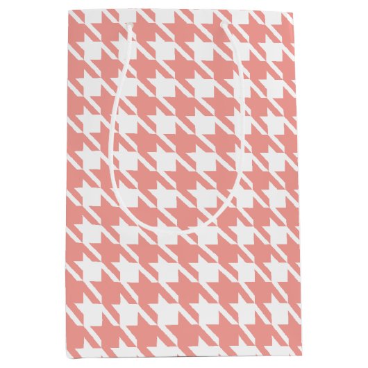 Zachte Roze Houndstooth Gift Bag Medium Cadeauzakje (Voorkant)