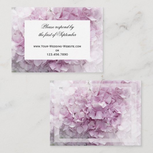 Zachte Roze hydrangea Wedding RSVP Response Kaart (Voorkant / Achterkant)