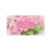 Zachte roze hydrangeas etiket (Voorkant)