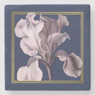 Zachte Roze Iris op Blauwe Onderzetter