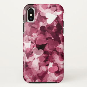 Zachte Roze Kawaii Hartjes Achtergrond iPhone X Hoesje