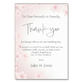 Zachte Roze Kersenbloesem Trouwtafel dank u Kaart (Voorkant)