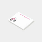 Zachte roze kinderfiets cartoon illustratie post-it® notes (Schuin)