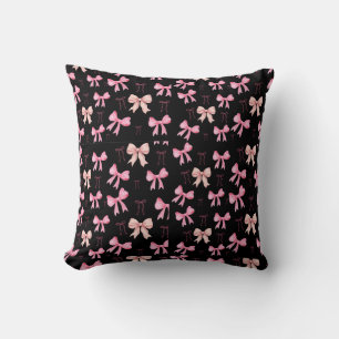Zachte Roze Lint Boog Patroon Decorative Worp Kuss Kussen