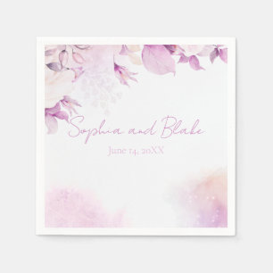 Zachte Roze Moderne Boho Bloemen- en Bladentrouwda Servet