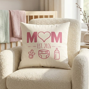 Zachte Roze Nieuwe Moeder Dit Jaar Baby Pictogramm Kussen