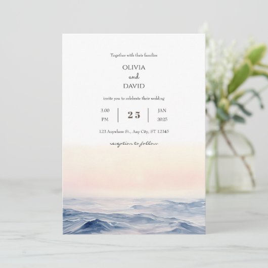Zachte Roze Oceaangolven bij Dageraad Strand Bruil Kaart (Staand voorkant)