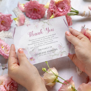 Zachte roze orchidee begrafenissympathie bedankkaart